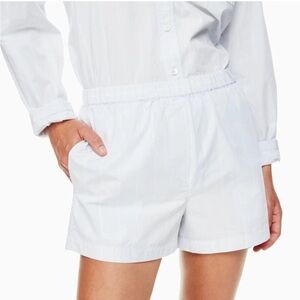 Aritzia Wilfred Free White Breeze 3” High Waisted Cotton Shorts With Pockets